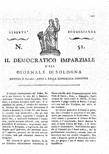 Il democratico imparziale o sia Giornale di Bologna