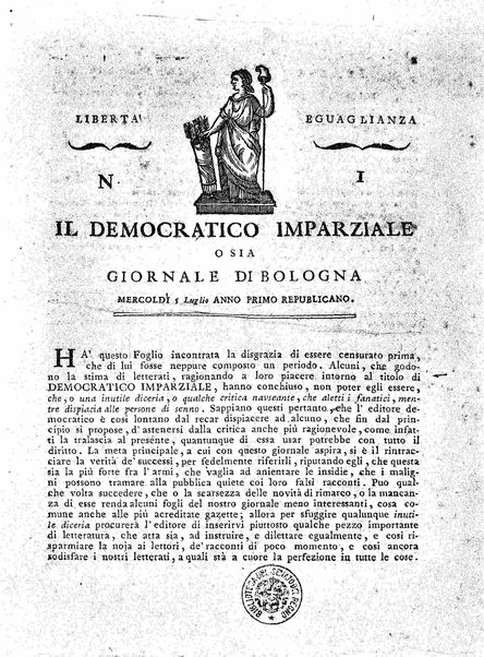 Il democratico imparziale o sia Giornale di Bologna