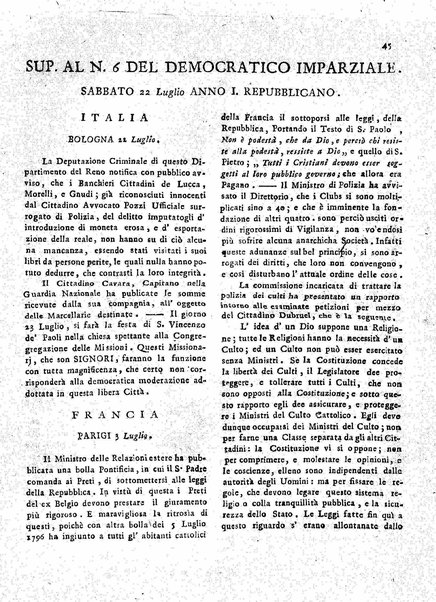 Il democratico imparziale o sia Giornale di Bologna