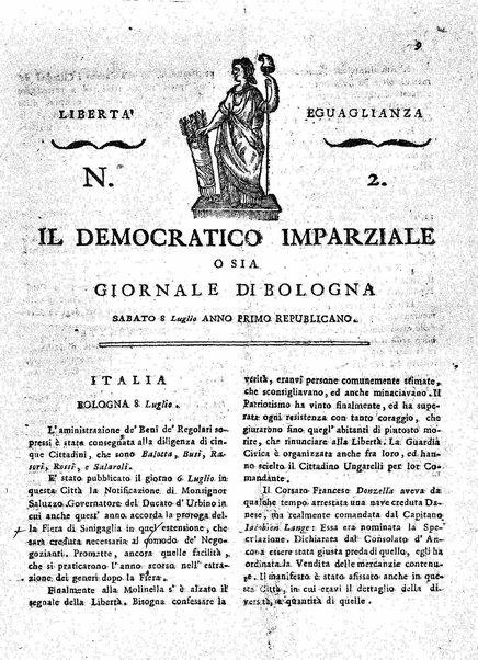 Il democratico imparziale o sia Giornale di Bologna