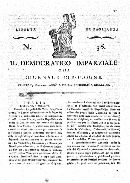 Il democratico imparziale o sia Giornale di Bologna