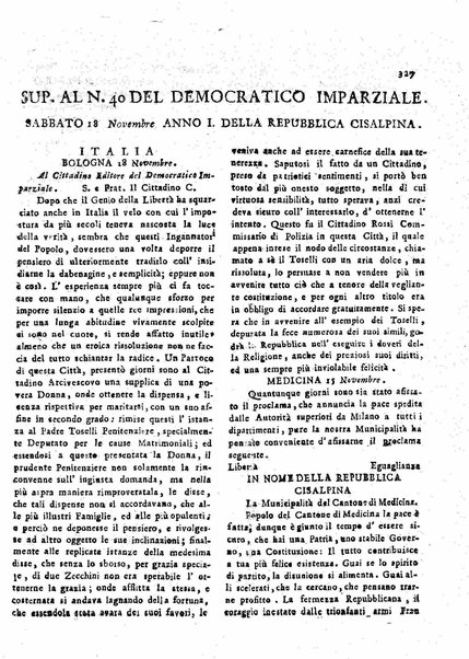 Il democratico imparziale o sia Giornale di Bologna