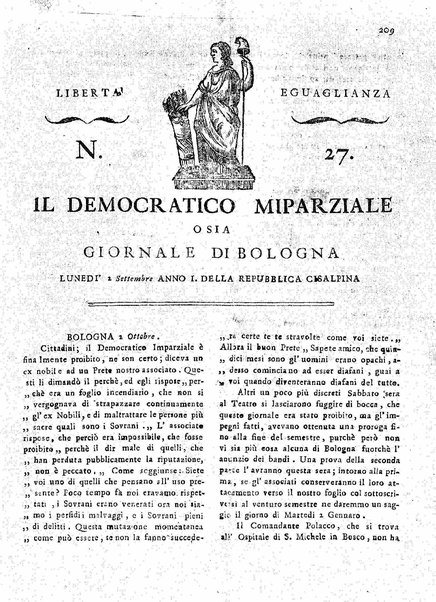 Il democratico imparziale o sia Giornale di Bologna