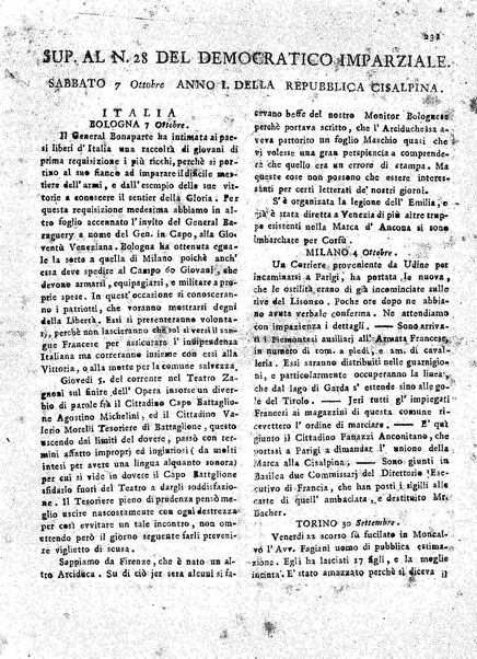 Il democratico imparziale o sia Giornale di Bologna