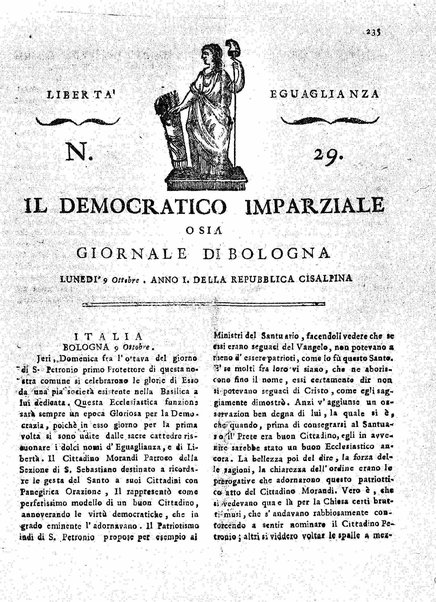 Il democratico imparziale o sia Giornale di Bologna