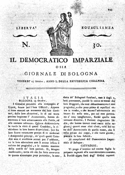 Il democratico imparziale o sia Giornale di Bologna