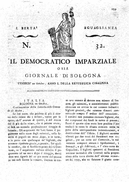 Il democratico imparziale o sia Giornale di Bologna