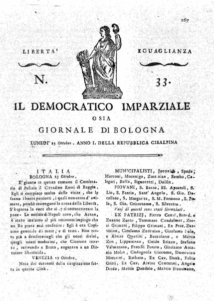 Il democratico imparziale o sia Giornale di Bologna