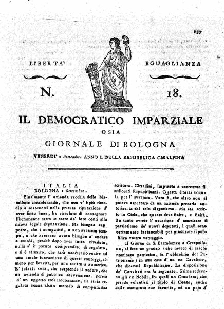 Il democratico imparziale o sia Giornale di Bologna