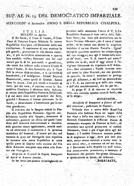 Il democratico imparziale o sia Giornale di Bologna