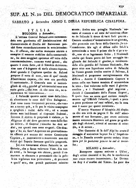 Il democratico imparziale o sia Giornale di Bologna