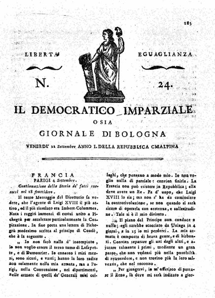 Il democratico imparziale o sia Giornale di Bologna