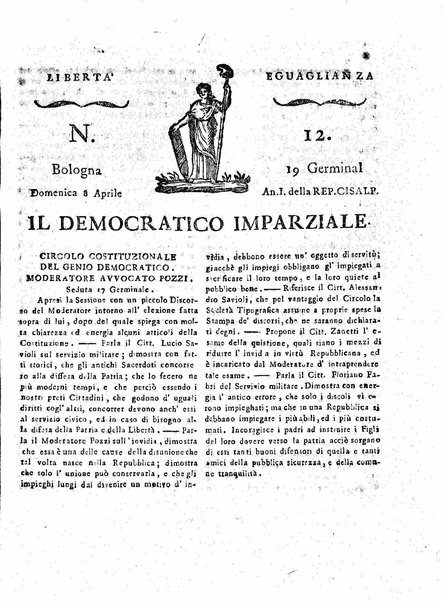 Il democratico imparziale o sia Giornale di Bologna