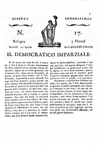 Il democratico imparziale o sia Giornale di Bologna