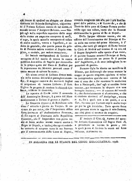 Il democratico imparziale o sia Giornale di Bologna