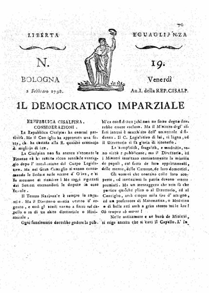 Il democratico imparziale o sia Giornale di Bologna