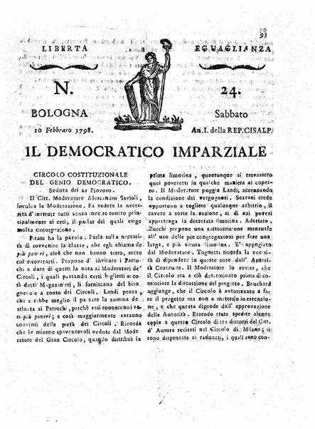 Il democratico imparziale o sia Giornale di Bologna