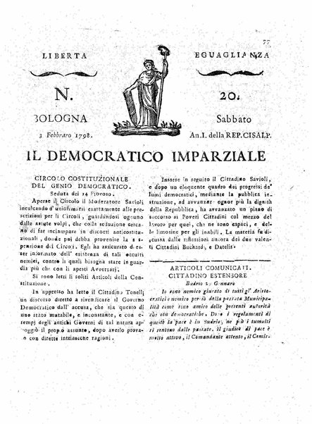 Il democratico imparziale o sia Giornale di Bologna