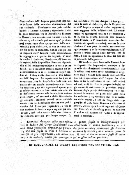 Il democratico imparziale o sia Giornale di Bologna