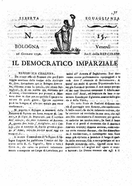 Il democratico imparziale o sia Giornale di Bologna