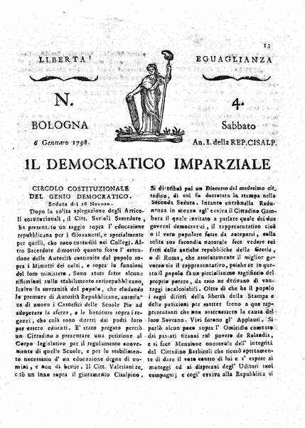 Il democratico imparziale o sia Giornale di Bologna