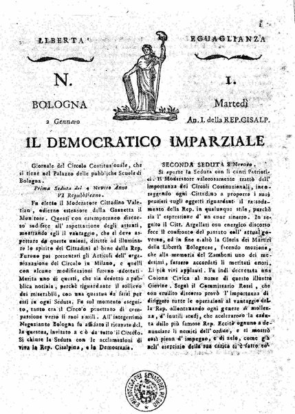 Il democratico imparziale o sia Giornale di Bologna