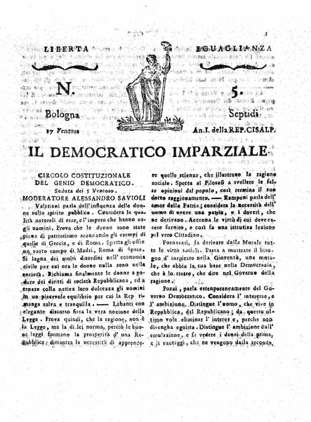 Il democratico imparziale o sia Giornale di Bologna