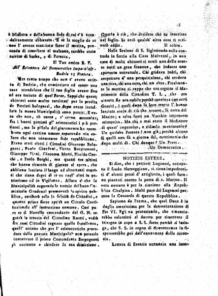 Il democratico imparziale o sia Giornale di Bologna