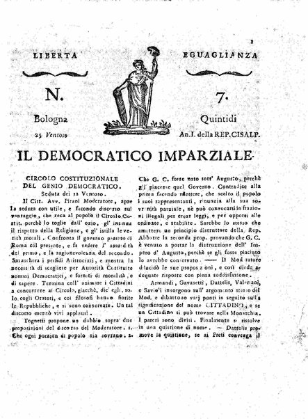 Il democratico imparziale o sia Giornale di Bologna