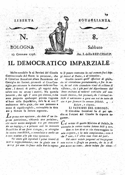 Il democratico imparziale o sia Giornale di Bologna