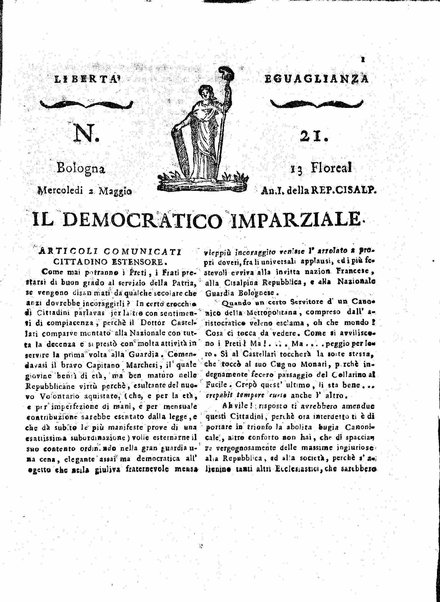 Il democratico imparziale o sia Giornale di Bologna