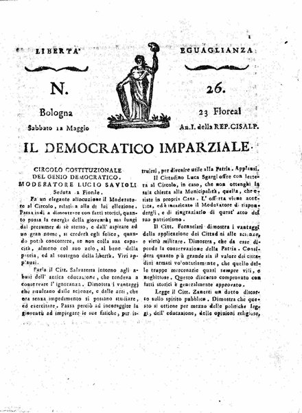 Il democratico imparziale o sia Giornale di Bologna