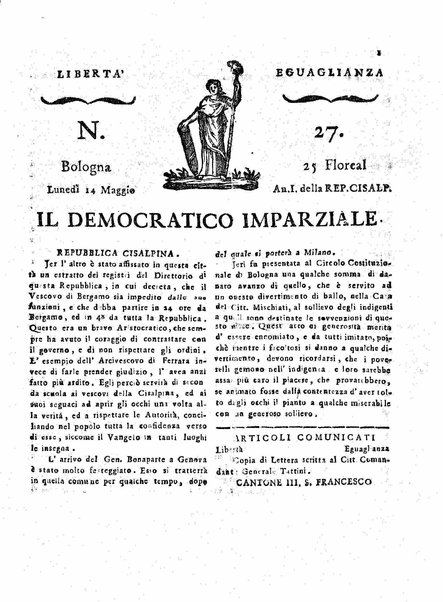 Il democratico imparziale o sia Giornale di Bologna