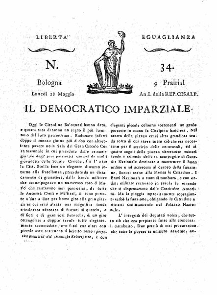 Il democratico imparziale o sia Giornale di Bologna