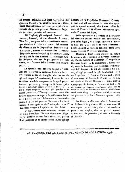 Il democratico imparziale o sia Giornale di Bologna