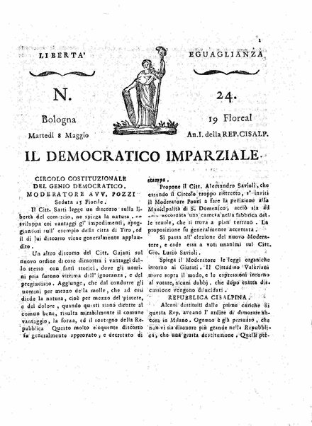 Il democratico imparziale o sia Giornale di Bologna