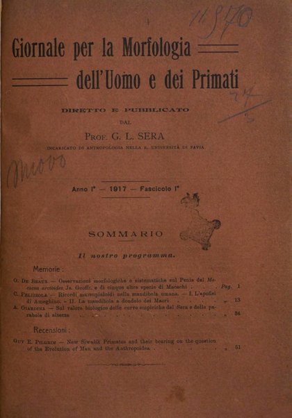 Giornale per la morfologia dell'uomo e dei primati