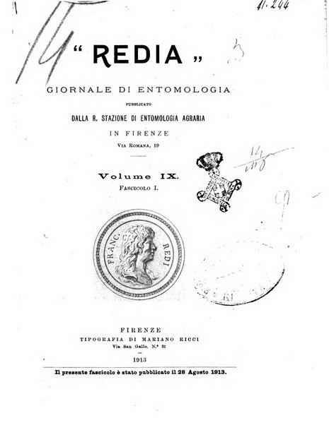 Redia giornale di entomologia pubblicato dalla R. Stazione di entomologia agraria