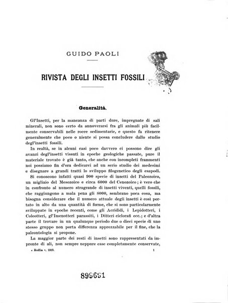 Redia giornale di entomologia pubblicato dalla R. Stazione di entomologia agraria