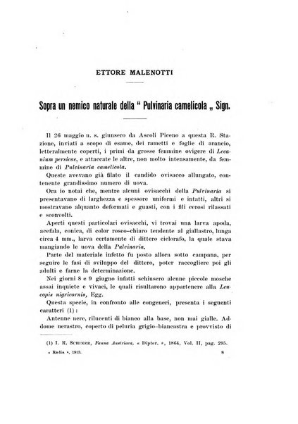 Redia giornale di entomologia pubblicato dalla R. Stazione di entomologia agraria