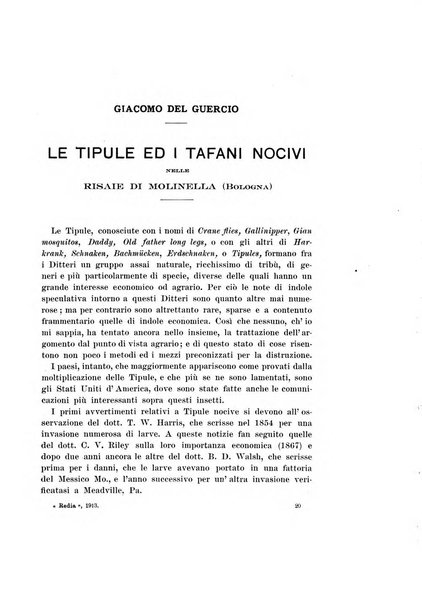 Redia giornale di entomologia pubblicato dalla R. Stazione di entomologia agraria