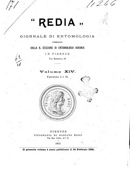 Redia giornale di entomologia pubblicato dalla R. Stazione di entomologia agraria