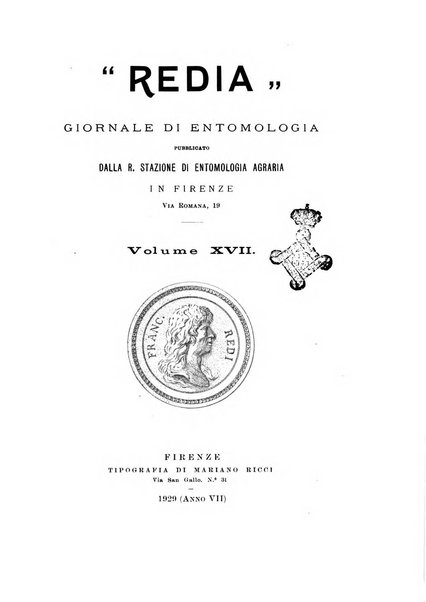 Redia giornale di entomologia pubblicato dalla R. Stazione di entomologia agraria