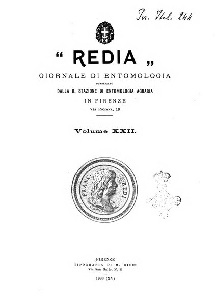 Redia giornale di entomologia pubblicato dalla R. Stazione di entomologia agraria