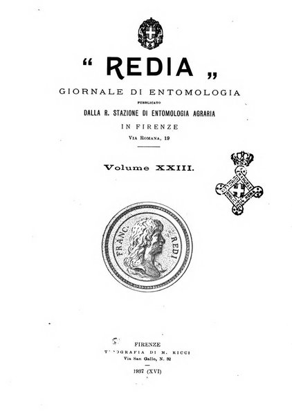 Redia giornale di entomologia pubblicato dalla R. Stazione di entomologia agraria