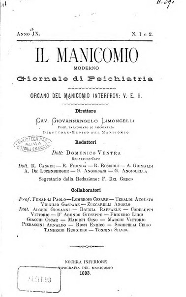 Il manicomio moderno giornale di psichiatria