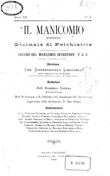 Il manicomio moderno giornale di psichiatria