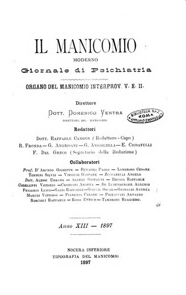 Il manicomio moderno giornale di psichiatria