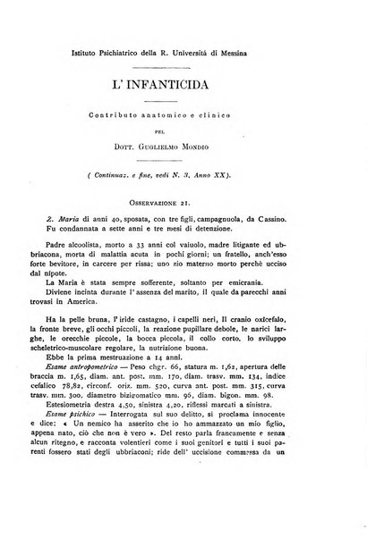 Il manicomio archivio di psichiatria e scienze affini