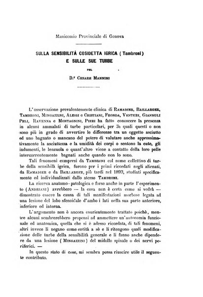 Il manicomio archivio di psichiatria e scienze affini